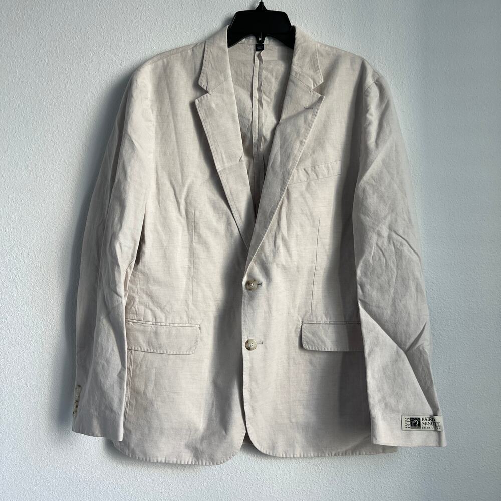 J Crew Ludlow Suit Jacket In Irish Cotton Linen Mens 42R Cream AU428 Flaw